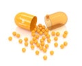 3d rendering vitamin D capsule lying on white