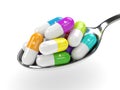 3d rendering of vitamin pills on spoon