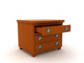 3D Rendering of wardrobe dresser with darwer open