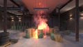 3D rendering of the warehouse fire Royalty Free Stock Photo