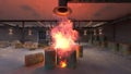 3D rendering of the warehouse fire Royalty Free Stock Photo