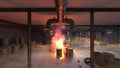 3D rendering of the warehouse fire Royalty Free Stock Photo