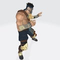 3D rendering of a warrior character in a fighting position Royalty Free Stock Photo