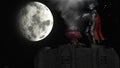 3D rendering of Warrior on Tower at moon background Royalty Free Stock Photo