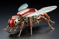 3d rendering of a wasp toy isolated on black background, genetically modified robotic Honey Bee, AI Generated