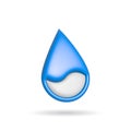 3d rendering water drop icon. Illustration with shadow isolated on white