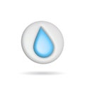 3d rendering water drop icon. Illustration with shadow isolated on white