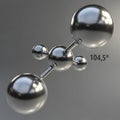 Molecular structure of water with oxygen and hydrogen atoms and bond angle Royalty Free Stock Photo
