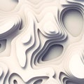 3d rendering wave bends white surface. Topography map concept decorative element