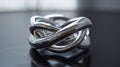 3d Rendering wave chrome metallic band. Flowing abstract metal shape