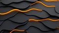 A 3D rendering of a wave-like pattern in black and orange. Royalty Free Stock Photo
