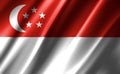 3D rendering of the waving flag Singapore