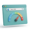 3D Rendering of a Web Browser Window Displaying a Speedometer and Search Bar internet Royalty Free Stock Photo