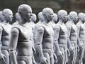 Rows of white android robots