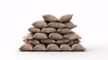 A 3d-rendering of a white barricade formed of layered sandbags is Royalty Free Stock Photo