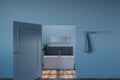 3d rendering of white bathroom with rectangular tub on pebble st Royalty Free Stock Photo