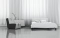 3D Rendering White Bedroom