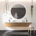 3d rendering of a white and black contemporary modern bathroom Royalty Free Stock Photo