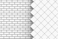 3d rendering. white bricks and square grid wall background