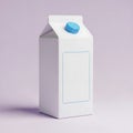 A white carton of milk with a blue cap on a purple background Royalty Free Stock Photo