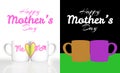 3D rendering white ceramic mug with print word me, mom and a yellow heart on white background