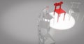 3d rendering - White chairs in a circle with a red front chair for group meet Royalty Free Stock Photo