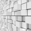 3d rendering of white cubic random level background.