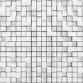 3d rendering of white cubic random level background.