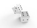 The 3D rendering of white dice with nice background color