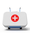 3d rendering of white first aid medical box on a hand truck Royalty Free Stock Photo