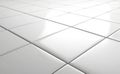 A 3D rendering of a white glossy ceramic tile floor serving as a background Royalty Free Stock Photo