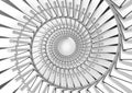 3d rendering. White and gray spiral stairs background