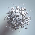 3D rendering of white hexagonal prism. Sci-fi background. Abstract sphere in empty space. Royalty Free Stock Photo