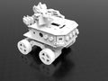 3D rendering - white model of a robotic gripper on wheels