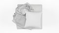 3D rendering of a white pillow on a comfortable chair with blankets isolated on a white background Royalty Free Stock Photo