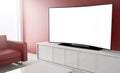 curved television white screen