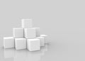 3d rendering. white square cube boxes stack on gray background. Royalty Free Stock Photo