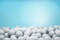 3d rendering of white volleyball balls on blue background