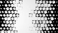 3D rendering of a white wall fragmentation into cubes isolated on a black background. Geometric pattern of crushing and Royalty Free Stock Photo