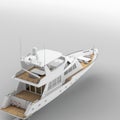 3D rendering of a white yacht model on light gray background