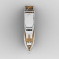 3D rendering of a white yacht model on light gray background