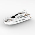 3D rendering of a white yacht model on white background