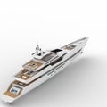 3D rendering of a white yacht model on white background