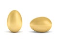 3d rendering of a whole golden egg with metallic reflection on white background.