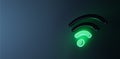 3d rendering, wifi icon green light glowing