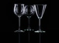 3D rendering. Wine glasses on black.