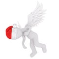3D rendering of winged figure in holiday hat