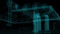 rendering - wire frame model of industrial buildings