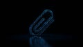 3d rendering wireframe neon glowing symbol of attachment on black background with reflection Royalty Free Stock Photo