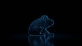 3d rendering wireframe neon glowing symbol of frog on black background with reflection